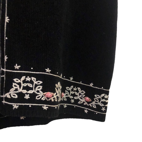 KORET Vintage Black Fleece Vest Embroidered Floral - Picture 3 of 7